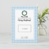 Blue Watercolor Wreath Teacher Weihnachtsgeschenkk Dankeskarte (Stehend Vorderseite)