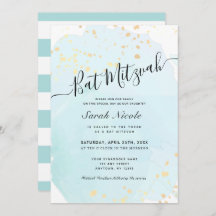 Blue Watercolor x Gold Spritzer Bat Mitzvah