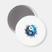 Blue Watercolor Yin and Yang Magnet (Vorderseite/Rückseite)