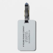 Blue Watercolor Zebra Safari und Kinder Name Gepäckanhänger (Rückseite vertikal)