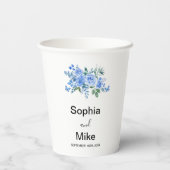Blue Watercolour Floral and Butterflies Wedding Pappbecher (Rückseite)
