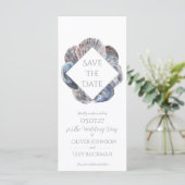 Blue Watercolour Sea Shell Save the Date Flat Card (Stehend Vorderseite)