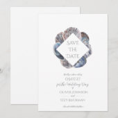 Blue Watercolour Sea Shell Save the Date Flat Card Einladung (Vorne/Hinten)