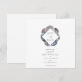Blue Watercolour Sea Shell Save the Date Flat Card Einladung (Vorne/Hinten)