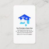 Blue Waterdrop Faucet Leaks Plumbing Visitenkarte (Rückseite)