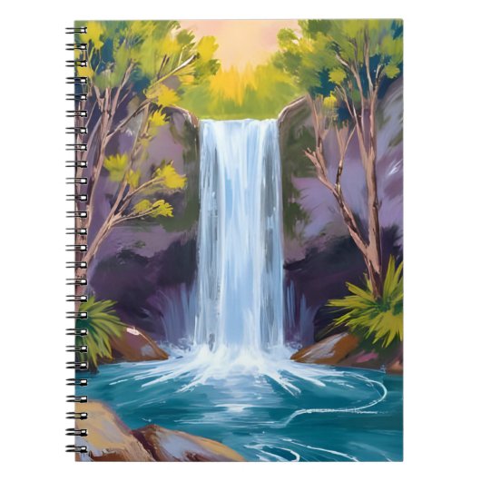 Blue Waterfall | Forest Landscape Nature Painting Notizblock (Vorderseite)