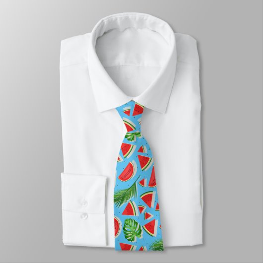 Blue Watermelon Leaf Neck Tie Krawatte (Gebunden)