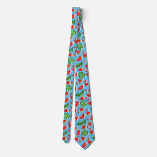 Blue Watermelon Leaf Neck Tie Krawatte (Rückseite)