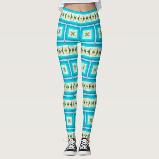 Blue Waters Beach Design Leggings (Vorderseite)