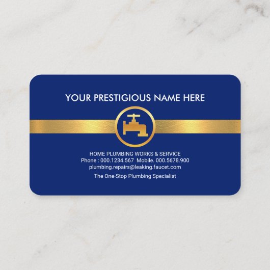Blue Waters Gold Plumbing Corners Visitenkarte (Rückseite)