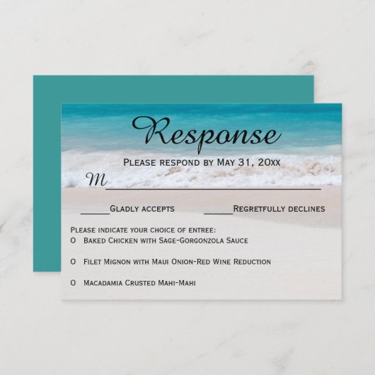 Blue Waters White Sand UAWG Response Cards RSVP Karte (Vorne/Hinten)