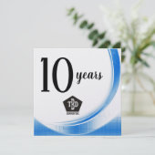 Blue Wave 10 Jahre Mitarbeiterjubiläum Einladung (Stehend Vorderseite)