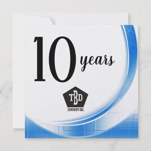 Blue Wave 10 Jahre Mitarbeiterjubiläum Einladung (Vorderseite)