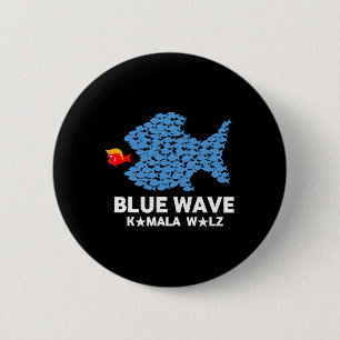 Blue Wave 2024 Funny Big Fish Little Fish Trum Button