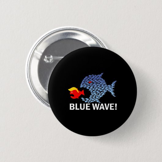 Blue Wave 2024 Funny Big Fish Little Fish Trum Button (Vorne & Hinten)