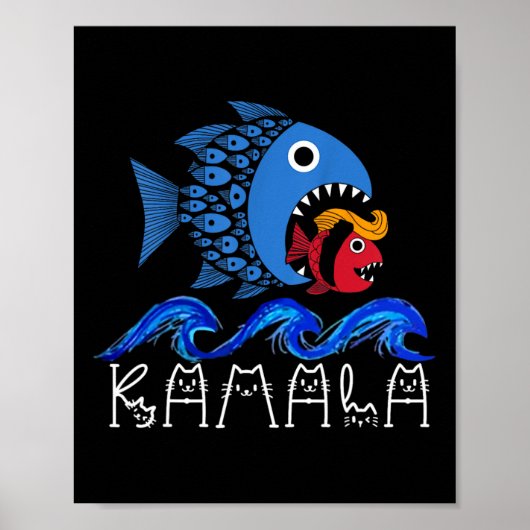 Blue Wave 2024 Funny Big Fish Little Fish Trum Poster (Vorne)