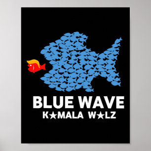 Blue Wave 2024 Funny Big Fish Little Fish Trum Poster