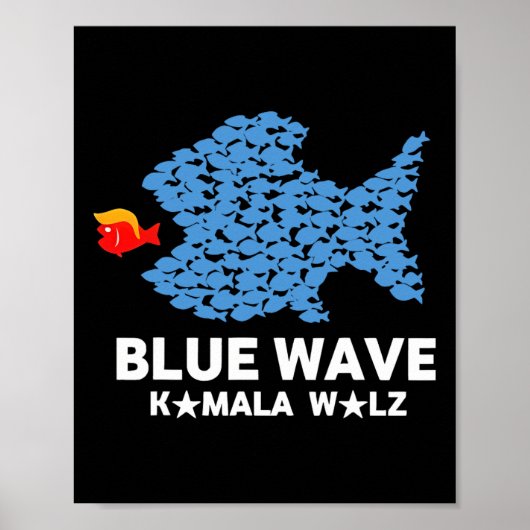 Blue Wave 2024 Funny Big Fish Little Fish Trum Poster (Vorne)