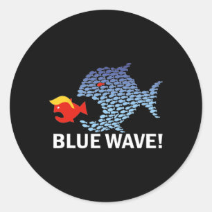 Blue Wave 2024 Funny Big Fish Little Fish Trum Runder Aufkleber
