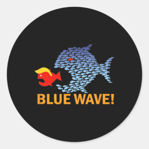 Blue Wave 2024 Funny Big Fish Little Fish Trum Runder Aufkleber
