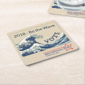 Blue Wave 2024 - individualisierbarer Kampagnen-Un Rechteckiger Pappuntersetzer (angewinkelt)