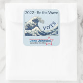 Blue Wave 2024 - individuell anpassbarer Kampagnen Quadratischer Aufkleber (Tasche)