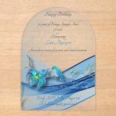 Blue wave 50 Years Birthday Acryleinladung Acryleinladungen (Vorderseite)