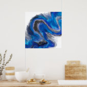 Blue Wave Abstraktes Digitalbild Poster (Küche)