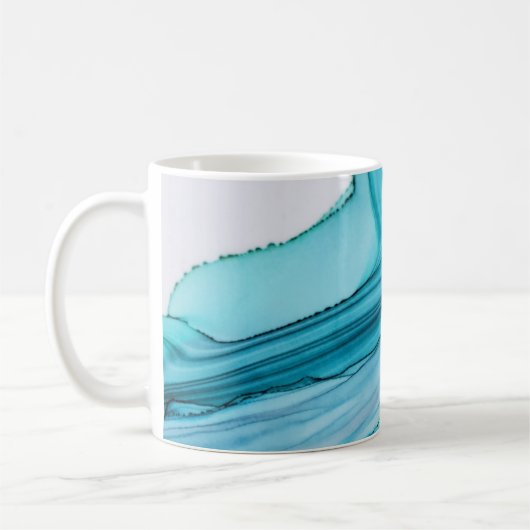 Blue Wave Alcohol Ink Kaffeetasse (Links)