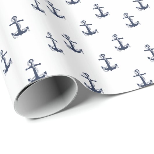 Blue Wave Anchor Navy/Wht ID836 Geschenkpapier (Rolleneckpunkt)