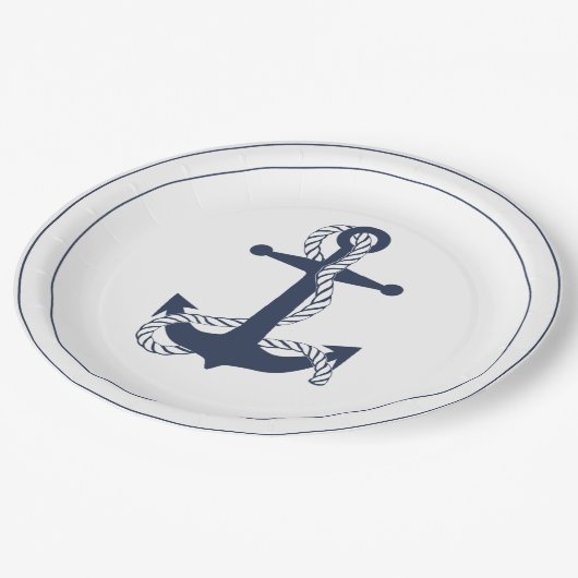 Blue Wave Anchor Navy/Wht ID836 Pappteller (Schrägansicht)