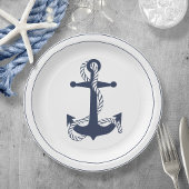 Blue Wave Anchor Navy/Wht ID836 Pappteller