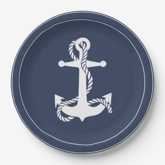Blue Wave Anchor V2 Wht/Navy ID836 Pappteller (Vorderseite)