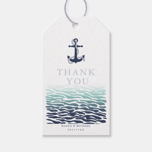 Blue Wave Anchor Wedding Danke Wave ID836 Geschenkanhänger (Vorderseite)