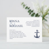 Blue Wave Anchor Wedding Details Navy/Wht ID836 Begleitkarte (Stehend Vorderseite)