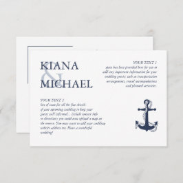 Blue Wave Anchor Wedding Details Navy/Wht ID836 Begleitkarte