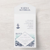 Blue Wave Anchor Wedding ID836 All In One Einladung (Innen Boden)
