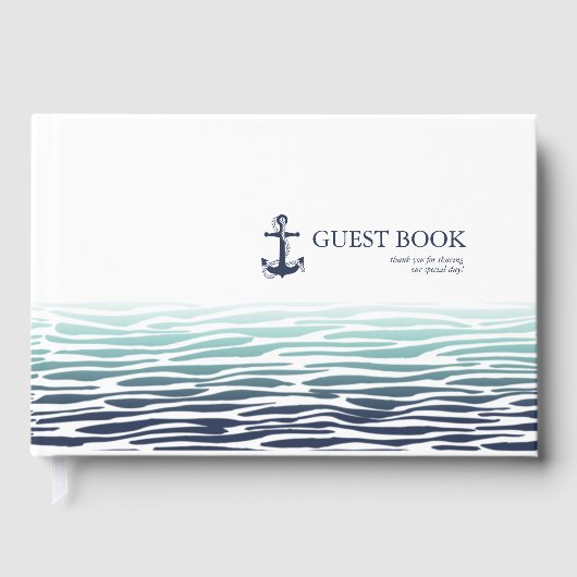 Blue Wave Anchor Wedding ID836 Gästebuch (Vorderseite)