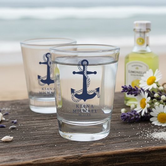 Blue Wave Anchor Wedding ID836 Schnapsglas