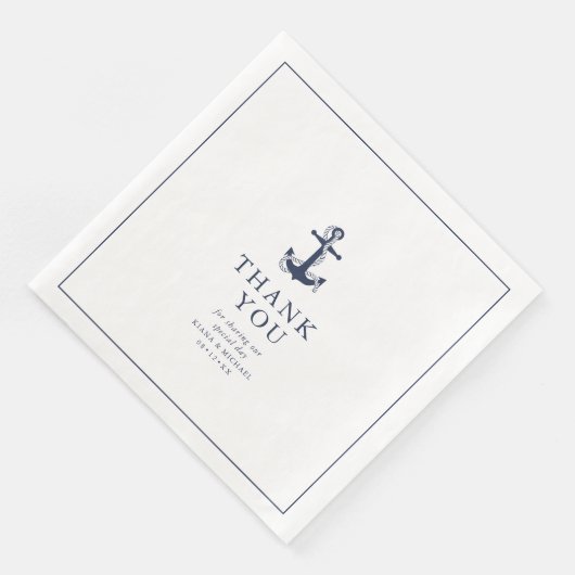 Blue Wave Anchor Wedding Thank You V2 ID836 Serviette (Ecke)