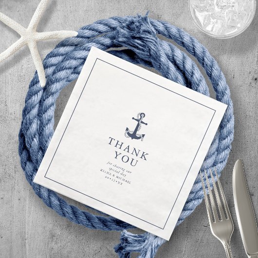 Blue Wave Anchor Wedding Thank You V2 ID836 Serviette