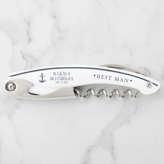 Blue Wave Anchor Wedding Trauzeuge Bl/Wht ID836 Kellnermesser (Vorderseite)