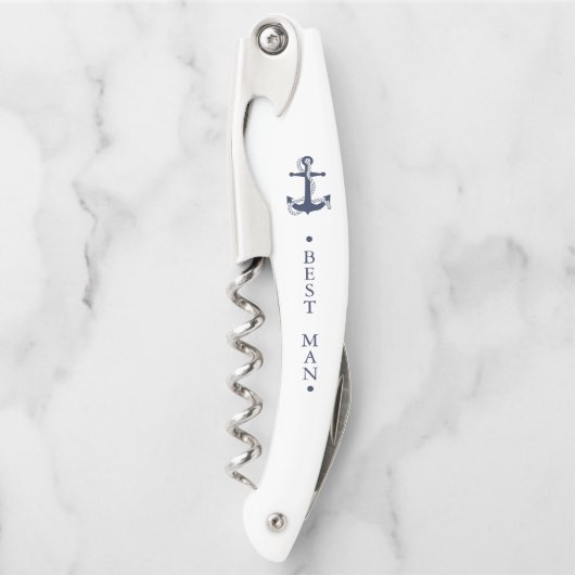 Blue Wave Anchor Wedding Trauzeuge Bl/Wht V2 ID836 Kellnermesser (Vorderseite)