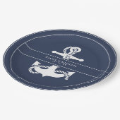 Blue Wave Anchor Wedding V2 Wht/Navy ID836 Pappteller (Schrägansicht)