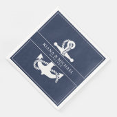 Blue Wave Anchor Wedding V2 Wht/Navy ID836 Serviette (Ecke)