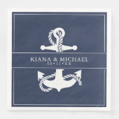 Blue Wave Anchor Wedding V2 Wht/Navy ID836 Serviette (Vorderseite)