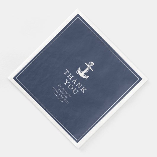 Blue Wave Anchor Wedding Vielen Dank V3 ID836 Serviette (Ecke)