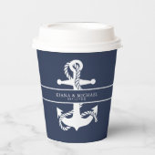 Blue Wave Anchor Wedding Wht/Navy ID836 Pappbecher (Vorderseite)
