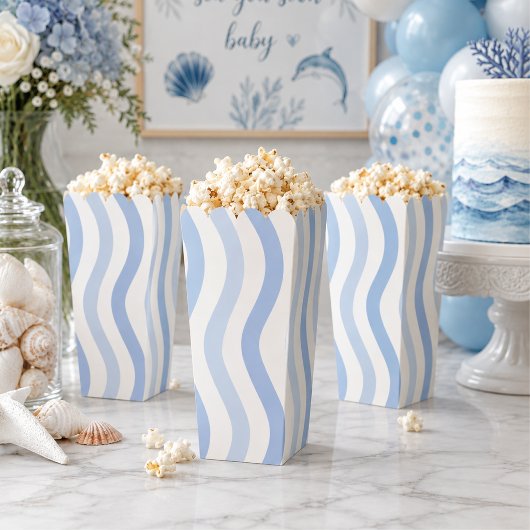 Blue Wave Baby Shower Popcorn Geschenkschachtel