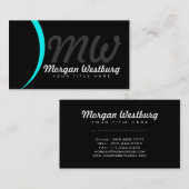 Blue Wave Beruflich Monogram Business Cards Visitenkarte (Vorne/Hinten)